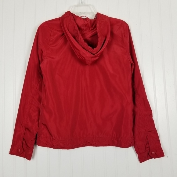 New Look Womens Red Rainbow Stripe Full Zip Jacket Hood Windbreaker Medium - Picture 7 of 12